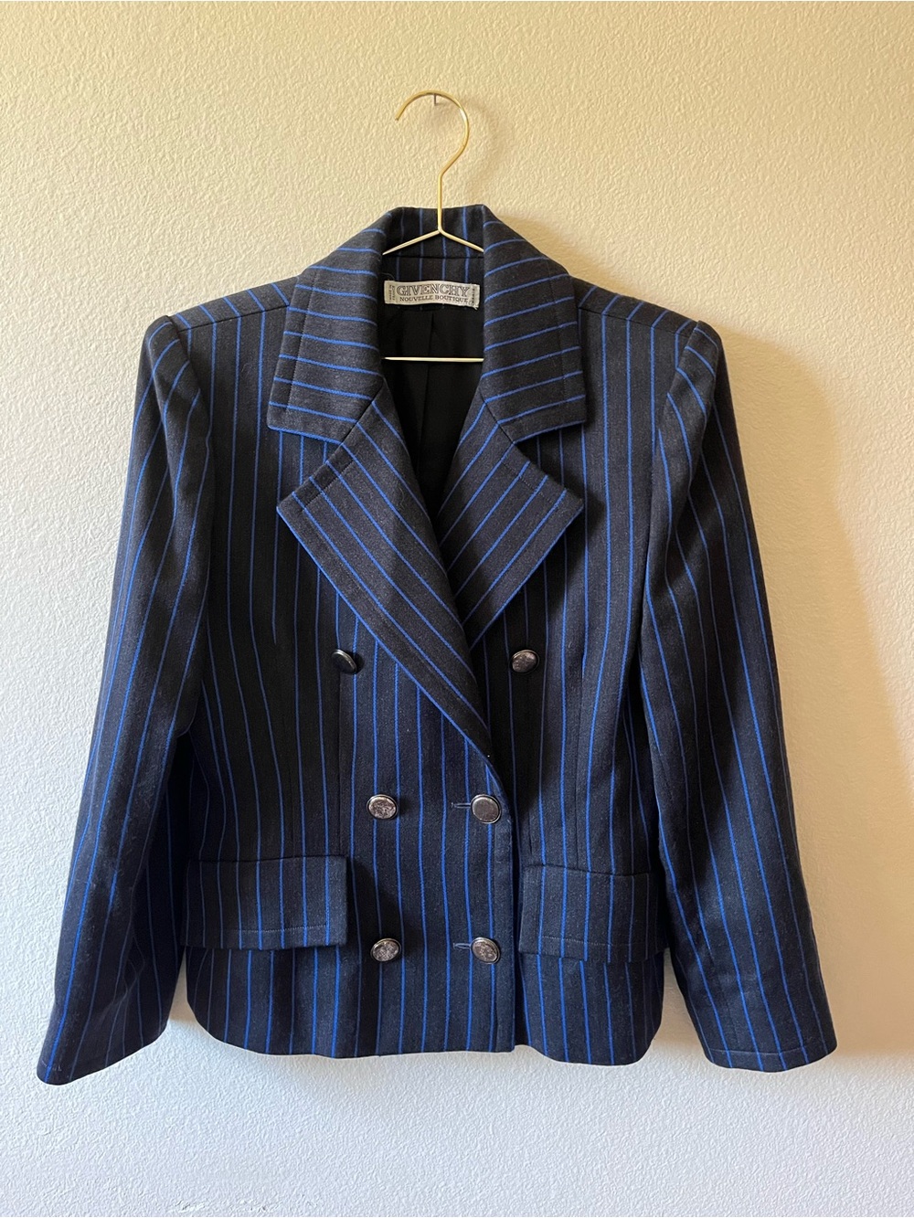 Givenchy Blue and dark charcoal Pinstripe Blazer L